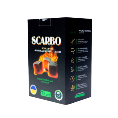 Ореховый уголь для кальяна Scarbo (1 кг, 72 шт, р25) Ореховый уголь для кальяна Scarbo (1 кг, 72 шт, р25)