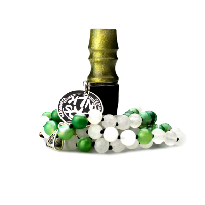 Персональний мундштук Personalka Stone з намистами з натурального каменю (Зелений, Золото) Персональний мундштук Personalka Stone з намистами з натурального каменю (Зелений, Золото)