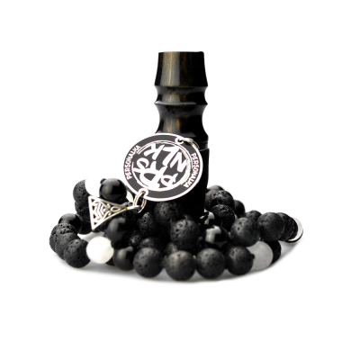 Персональный мундштук Personalka Stone с бусами из натурального камня (Чёрный с белым, Золото) Персональный мундштук Personalka Stone с бусами из натурального камня (Чёрный с белым, Золото)