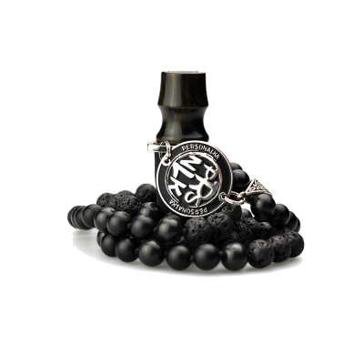 Персональний мундштук Personalka Stone з намистами з натурального каменю v2 (Чорний, Золото) Персональний мундштук Personalka Stone з намистами з натурального каменю v2 (Чорний, Золото)