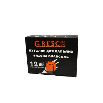 Горіхове вугілля для кальяну Gresco (0,17 кг, 12 шт, р25) Горіхове вугілля для кальяну Gresco (0,17 кг, 12 шт, р25)