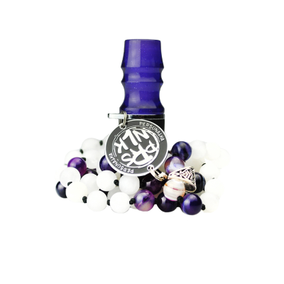 Персональний мундштук Personalka Stone з намистами з натурального каменю (Білий, Фіолетовий)