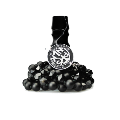 Персональний мундштук Personalka Stone з намистами з натурального каменю (Чорний з білими лініями) Персональний мундштук Personalka Stone з намистами з натурального каменю (Чорний з білими лініями)