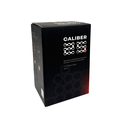Кокосовый уголь для кальяна Caliber (1 кг, 72 шт, р25) Кокосовый уголь для кальяна Caliber (1 кг, 72 шт, р25)