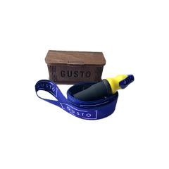 Персональний мундштук із кераміки Gusto зі стрічкою Gusto у рамці (Жовто-синій)