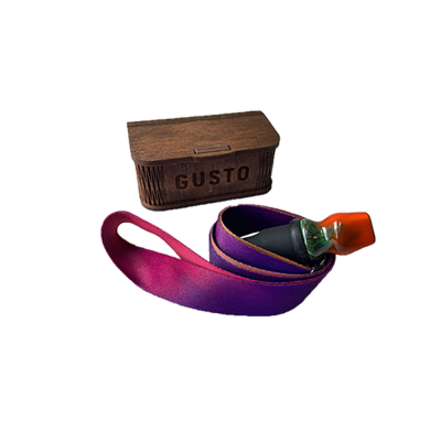 Персональний мундштук із кераміки Gusto зі стрічкою градієнт (Зелено-оранжевий)