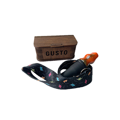 Персональный мундштук из керамики Gusto с ленточкой молнии (Зелёно-оранжевый)