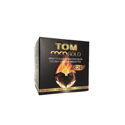 Кокосове вугілля для кальяну Tom Cococha Gold (1 кг, 64 шт, р26, без коробки)